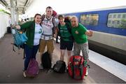 24 June 2016; Republic of Ireland supporters, from left, Christine Cassells, John Paul Carney, Tracey Carney and Anton Murtagh arrive at Gare de la Part-Dieu in Lyon. Photo by Stephen McCarthy/Sportsfile