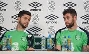 24 June 2016; Shane Long, left, and Daryl Murphy of Republic of Ireland during a press conference in Versailles, Paris, France. Photo by David Maher/Sportsfile