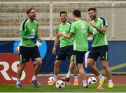 24 June 2016; Republic of Ireland players, from left, Richard Keogh, Shane Long, Robbie Brady and Daryl Murphy during squad training in Versailles, Paris, France. Photo by David Maher/Sportsfile