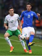 22 June 2016; Federico Bernardeschi of Italy in action against Stephen Ward of Republic of Ireland during the UEFA Euro 2016 Group E match between Italy and Republic of Ireland at Stade Pierre-Mauroy in Lille, France. Photo by Stephen McCarthy/Sportsfile