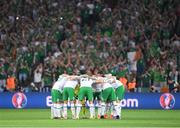 22 June 2016; The Republic of Irealnd team huddle before the UEFA Euro 2016 Group E match between Italy and Republic of Ireland at Stade Pierre-Mauroy in Lille, France. Photo by Stephen McCarthy/Sportsfile