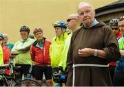 24 June 2016; 100 cyclists set off on their 2 day journey from the Capuchin Day Centre in Smithfield to Belmullet, Co. Mayo. The cyclists, among them Mayo legend David Brady, are closing in on their fundraising target of €100,000 which will go directly to the Capuchin Day Centre which has been providing relief for the homeless since 1969. Pictured is Brother Kevin Crowley ahead fo the charity cycle ride. Capuchin Day Centre, Smithfield, Dublin. Photo by Seb Daly/Sportsfile