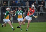 23 June 2016; James Doyle of Carlow in action against Darren Healy of Offaly during the Bord Gáis Energy Leinster GAA Hurling U21 Championship Semi-Final between Carlow and Offaly at Netwatch Cullen Park in Carlow. Photo by Matt Browne/Sportsfile