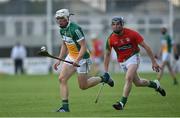 23 June 2016; Ronan Hughes of Offaly in action against John Murphy of Carlow during the Bord Gáis Energy Leinster GAA Hurling U21 Championship Semi-Final between Carlow and Offaly at Netwatch Cullen Park in Carlow. Photo by Matt Browne/Sportsfile