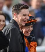 24 June 2016; Trainer Joseph O'Brien with jockey Ana O'Brien in the winner's enclosure after sending out Arya Tara to win the Donedeal Apprentice Derby at the Curragh Racecourse in the Curragh, Co. Kildare. Photo by Cody Glenn/Sportsfile