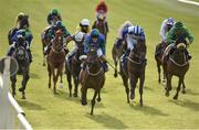 24 June 2016; Eventual winner Avenante, centre, with Gary Halpin up, races ahead of the field on their way to winning the Irish Stallion Farms European Breeders Fund 'Ragusa' Handicap at the Curragh Racecourse in the Curragh, Co. Kildare. Photo by Cody Glenn/Sportsfile