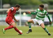 24 June 2016; Gearóid Morrissey of Cork City in action against Dean Clarke of Shamrock Rovers during the SSE Airtricity League Premier Division game between Shamrock Rovers and Cork City at Tallaght Stadium in Tallaght, Dublin. Photo by Ramsey Cardy/Sportsfile