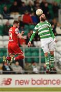 24 June 2016; Gavin Brennan of Shamrock Rovers in action against Kevin O’Connor of Cork City during the SSE Airtricity League Premier Division game between Shamrock Rovers and Cork City at Tallaght Stadium in Tallaght, Dublin. Photo by Ramsey Cardy/Sportsfile