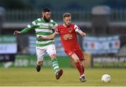 24 June 2016; Kevin O’Connor of Cork City in action against Gavin Brennan of Shamrock Rovers during the SSE Airtricity League Premier Division game between Shamrock Rovers and Cork City at Tallaght Stadium in Tallaght, Dublin. Photo by Ramsey Cardy/Sportsfile