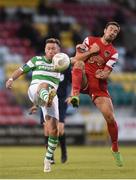 24 June 2016; Patrick Cregg of Shamrock Rovers in action against Gearóid Morrissey of Cork City during the SSE Airtricity League Premier Division game between Shamrock Rovers and Cork City at Tallaght Stadium in Tallaght, Dublin. Photo by Ramsey Cardy/Sportsfile