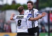 24 June 2016; Ronan Finn of Dundalk celebrates after scoring his side's 1st goal with team-mate John Mountney, left, during the SSE Airtricity League Premier Division game between Dundalk and St Patrick’s Athletic at Oriel Park in Dundalk, Co Louth. Photo by Sportsfile