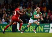 25 June 2016; Ashleigh Baxter of Ireland in action against Alesha Bruce of Trinidad & Tobago during the World Rugby Women's Sevens Olympic Repechage Pool C match between Ireland and Trinidad & Tobago at UCD Sports Centre in Belfield, Dublin. Photo by Seb Daly/Sportsfile
