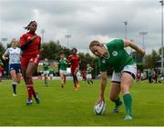 25 June 2016; Niamh Briggs of Ireland scores her side's sixth try of the match during the World Rugby Women's Sevens Olympic Repechage Pool C match between Ireland and Trinidad & Tobago at UCD Sports Centre in Belfield, Dublin. Photo by Seb Daly/Sportsfile