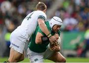 25 June 2016; Rory Best of Ireland is tackled by Ruan Combrinck of South Africa during the Castle Lager Incoming Series 3rd Test between South Africa and Ireland at the Nelson Mandela Bay Stadium in Port Elizabeth, South Africa. Photo by Brendan Moran/Sportsfile
