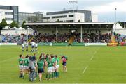 25 June 2016; Ireland players in discussion during the half time break during the World Rugby Women's Sevens Olympic Repechage Pool C match between Ireland and Portugal at UCD Sports Centre in Belfield, Dublin. Photo by Seb Daly/Sportsfile