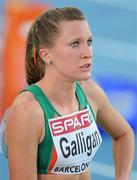 27 July 2010; Ireland's Roseanne Galligan waits to see her time after finishing her Round 1 heat of the Women's 800m. 20th European Athletics Championships, Montjuïc Olympic Stadium, Barcelona, Spain. Picture credit: Brendan Moran / SPORTSFILE