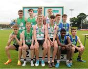25 June 2016; Boys 4x400m Relay medallists, from left, Leinster, silver, Ulster, gold and Munster, bronze, during the GloHealth Tailteann Interprovincial Schools Championships 2016 at Morton Stadium in Santry, Co Dublin. Photo by Sam Barnes/Sportsfile