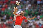 25 June 2016; Joe Allen of Wales in action against Steven Davis of Northern Ireland during the UEFA Euro 2016 Round of 16 match between Wales and Northern Ireland at Parc de Princes in Paris, France. Photo by Stephen McCarthy/Sportsfile
