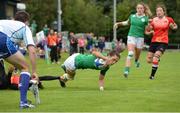 25 June 2016; Amee Leigh Murphy Crowe of Ireland scores her side's first try of the match during the World Rugby Women's Sevens Olympic Repechage Pool C match between Ireland and China at UCD Sports Centre in Belfield, Dublin. Photo by Seb Daly/Sportsfile