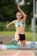 25 June 2016; Laura Saulters of North Down A.C, competing in the Women's Triple Jump during the GloHealth National Senior Track & Field Championships at Morton Stadium in Santry, Co Dublin. Photo by Sam Barnes/Sportsfile