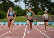 25 June 2016; Niamh Whelan of Ferrbank A.C. on her way to winning the Women's 200m Final, ahead of Catherine McManus of Dublin City Harriers, left, who finished second, during the GloHealth National Senior Track & Field Championships at Morton Stadium in Santry, Co Dublin. Photo by Sam Barnes/Sportsfile