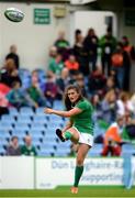 25 June 2016; Captain of Ireland Lucy Mulhall kicks a conversaion after teammate Ashleigh Baxter scores her side's second try of the match during the World Rugby Women's Sevens Olympic Repechage Quarter Final match between Ireland and Tunisia at UCD Sports Centre in Belfield, Dublin. Photo by Seb Daly/Sportsfile