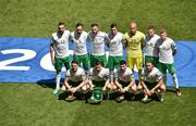 26 June 2016; Republic of Ireland team back row left to right, Shane Duffy, Richard Keogh, Daryl Murphy, Stephen Ward, Darren Randolph, James McCarthy, James McClean. Front row right to left, Robbie Brady, Seamus Coleman, Shane Long, Jeff Hendrick, ahead of the UEFA Euro 2016 Round of 16 match between France and Republic of Ireland at Stade des Lumieres in Lyon, France. Photo by Sportsfile