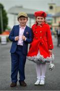 26 June 2016; Siblings Anthony Quinn, age 9, and Abbie Quinn, age 7, from Moate, Co Westmeath, arrive at the Curragh Racecourse in the Curragh, Co. Kildare. Photo by Cody Glenn/Sportsfile