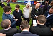 26 June 2016; Trainer Aidan O'Brien is interviewed after sending out Isaac Newton to win the Finlay Volvo International Stakes at the Curragh Racecourse in the Curragh, Co. Kildare. Photo by Cody Glenn/Sportsfile