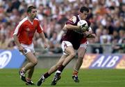 7 July 2001; Joe Bergin of Galway in action against Paul McGrane, left, and Aidan O'Rourke during the Bank of Ireland All-Ireland Senior Football Championship Qualifier Round 3 match between Galway and Armagh at Croke Park in Dublin. Photo by Damien Eagers/Sportsfile