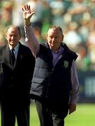 1 July 2001; Former Tipperary hurler Jimmy Doyle is introduced to the crowd prior to the Guinness Munster Senior Hurling Championship Final match between Tipperary and Limerick at Páirc Ui Chaoimh in Cork. Photo by Ray McManus/Sportsfile