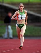 29 June 2001; Martina McCarthy of Ireland competing in the women's 100m during the Dublin International Athletics meet at Morton Stadium in Santry, Dublin. Photo by Ray McManus/Sportsfile