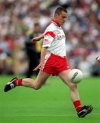 8 July 2001; Brian McGuigan of Tyrone during the Bank of Ireland Ulster Senior Football Championship Final match between Tyrone and Cavan at St Tiernach's Park in Clones, Monaghan. Photo by Damien Eagers/Sportsfile