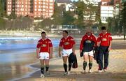 13 July 2001; Irish members of the British and Irish Lions squad, from left, Brian O'Driscoll, Rob Henderson, Keith Wood and Ronan O'Gara on Manly Beach in Sydney, Australia. Photo by Matt Browne/Sportsfile