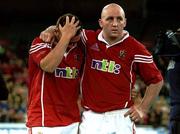 14 July 2001; Rob Henderson, left, and Keith Wood of the British and Irish Lions after the British & Irish Lions Tour 3rd test match between Australia and the British and Irish Lions at Stadium Australia in Sydney, Australia. Photo by Matt Browne/Sportsfile