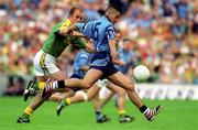 15 July 2001; Jason Sherlock of Dublin in action against John McDermott of Meath during the Bank of Ireland Leinster Senior Football Championship Final match between Dublin and Meath in Croke Park, Dublin. Photo by Brian Lawless/Sportsfile