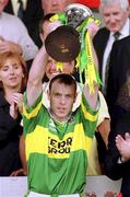 15 July 2001; Kerry captain Seamus Moynihan lifts the trophy after the Bank of Ireland Munster Senior Football Championship Final match between Cork and Kerry in Pairc Ui Chaoimh in Cork. Photo by Ray McManus/Sportsfile