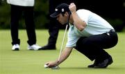28 June 2001; Paul Casey of England lines up a putt during Day One of the Murphy's Irish Open Golf Championship at Fota Island Golf Club in Fota Island, Cork. Photo by Brendan Moran/Sportsfile