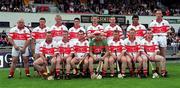 15 July 2001; The Derry team prior to the Guinness Ulster Senior Hurling Championship Final match between Derry and Down at Casement Park in Belfast. Photo by Aoife Rice/Sportsfile