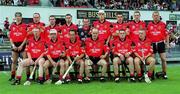 15 July 2001; The Down team prior to the Guinness Ulster Senior Hurling Championship Final match between Derry and Down at Casement Park in Belfast. Photo by Aoife Rice/Sportsfile