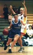 25 January 1998;  Caitriona O'Keeffe of Opennet Naomh Mhuire in action against Caitriona White of Snowcream Waterford Wildcats during the Sprite Women's Senior National Cup Final between Snowcream Waterford Wildcats and Opennet Naomh Mhuire at the National Basketball Arena in Tallaght, Dublin. Photo by Brendan Moran/Sportsfile