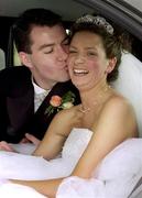 23 July 2001; Galway footballer Sean O Domhnaill with his bride Monique Geoghegan after they were married at Tir an Fhia in Galway. Photo by Sportsfile