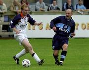 21 July 2001; Lee Carsley of Coventry City in action against Michael O'Donnell of UCD during the pre-season friendly match between UCD and Coventry City at Belfield Park in UCD, Dublin. Photo by Damien Eagers/Sportsfile