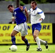 21 July 2001; Willie Boland of Cardiff City in action against Shane Harte of Athlone Town during the pre-season friendly match between Athlone Town v Cardiff City at St Mel's Park in Athline, Westmeath. Photo by David Maher/Sportsfile