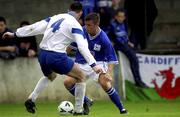 21 July 2001; Paul Brayson of Cardiff City in action against Maurice O'Driscoll of Athlone Town during the pre-season friendly match between Athlone Town v Cardiff City at St Mel's Park in Athline, Westmeath. Photo by David Maher/Sportsfile