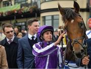 26 June 2016; Jockey Ryan Moore in the winner's enclosure with Sir Isaac Newton alongside trainers Aidan O'Brien, left, and Joseph O'Brien, after winning the Finlay Volvo International Stakes at the Curragh Racecourse in the Curragh, Co. Kildare. Photo by Cody Glenn/Sportsfile