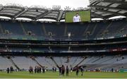 26 June 2016; The Westmeath squad walk the pitch as the France v Republic of Ireland UEFA Euro 2016 Round of 16 game is shown on the big screen prior to the Leinster GAA Football Senior Championship Semi-Final match between Kildare and Westmeath at Croke Park in Dublin. Photo by Piaras Ó Mídheach/Sportsfile