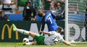 26 June 2016; Shane Duffy of Republic of Ireland fouls Antoine Griezmann of France during the UEFA Euro 2016 Round of 16 match between France and Republic of Ireland at Stade des Lumieres in Lyon, France. Photo by Stephen McCarthy/Sportsfile
