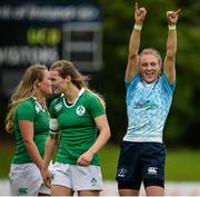 26 June 2016; Elena Zdrokova of Russia celebrates her side's victory during the World Rugby Women's Sevens Olympic Repechage Semi Final match between Russia and Ireland at UCD Sports Centre in Belfield, Dublin. Photo by Seb Daly/Sportsfile