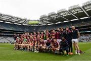 26 June 2016; Westmeath players stand for the pre-match team photograph as the France v Republic of Ireland UEFA Euro 2016 Round of 16 game is shown on the big screen prior to the Leinster GAA Football Senior Championship Semi-Final match between Kildare and Westmeath at Croke Park in Dublin. Photo by Piaras Ó Mídheach/Sportsfile